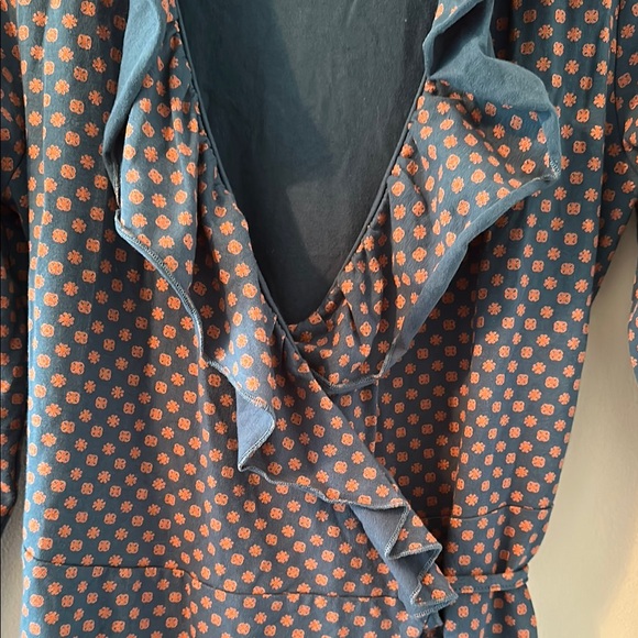 Elegant Blue Polka Dot Wrap Dress - Picture 3 of 8